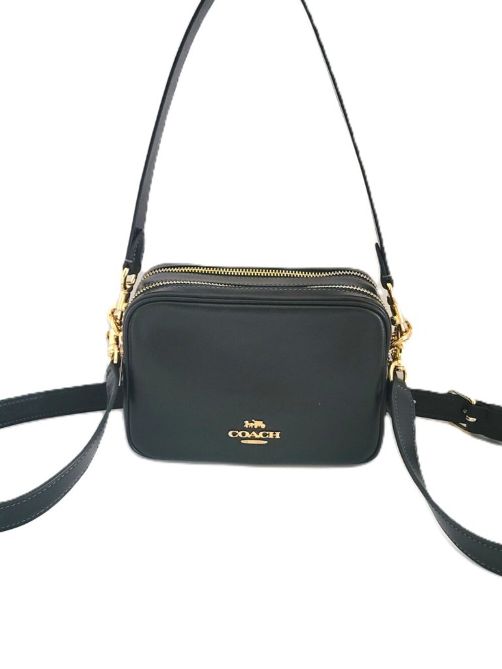 Coach CEA02 Mini Carey Crinkle Leather Crossbody Bag Handbag Black